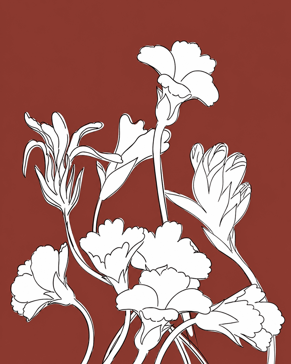 Illustrated white flowers